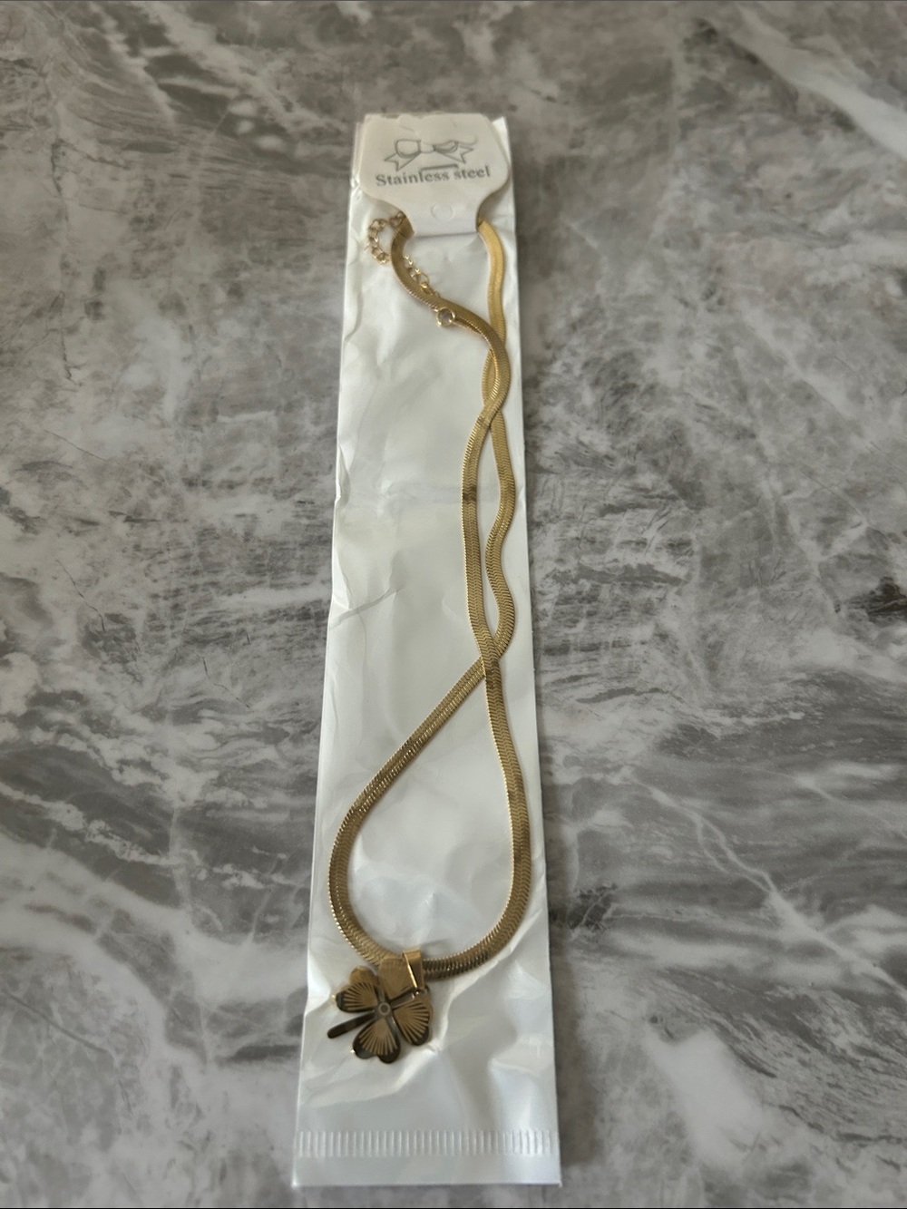 Gold Stainless Steel Four-Leaf Clover Pendant Necklace